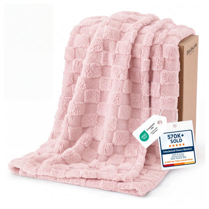 Bedsure Checkered Fleece Throw Blanket,Cute Home Decor,Sage Green,50"×60"