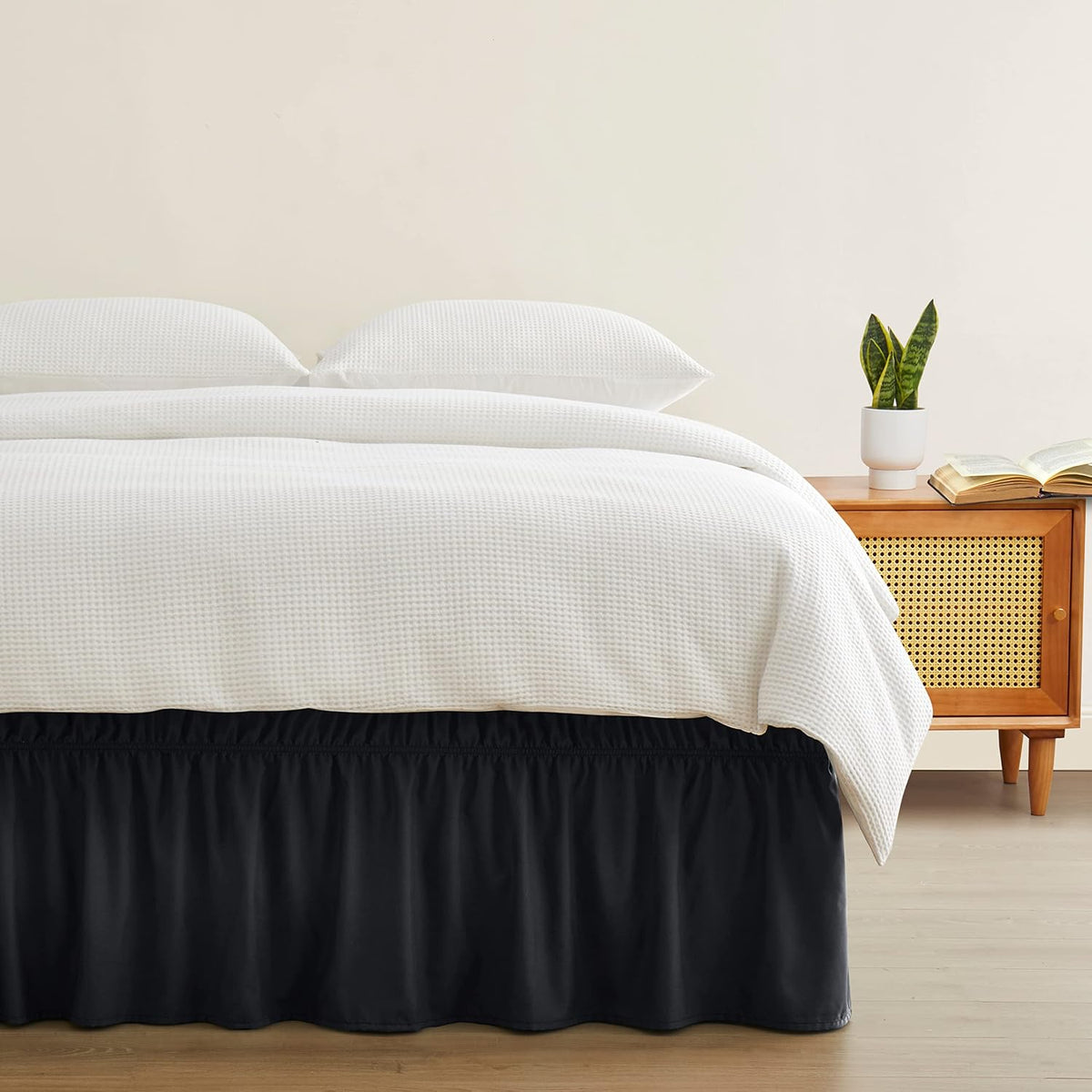 Entisn Black Wrap Around Bed Skirt, Twin Twin XL 18-Inch Brushed Drop