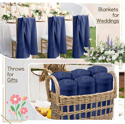 24 Pcs Fleece Blankets Bulk 60 x 50 in, Throw Blankets in Bulk for Wedding, Lightweight Blankets for Bed, Couch, Outdoor Use, Homeless Donation, with Oeko-tex Standard 100 Certified (Blue)