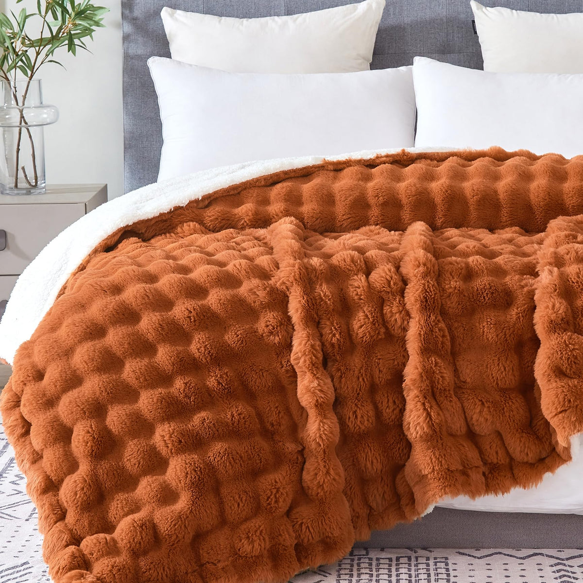 50"x60" Ultra-Soft Fuzzy Faux Fur Throw Blanket, Brown Tie Dye