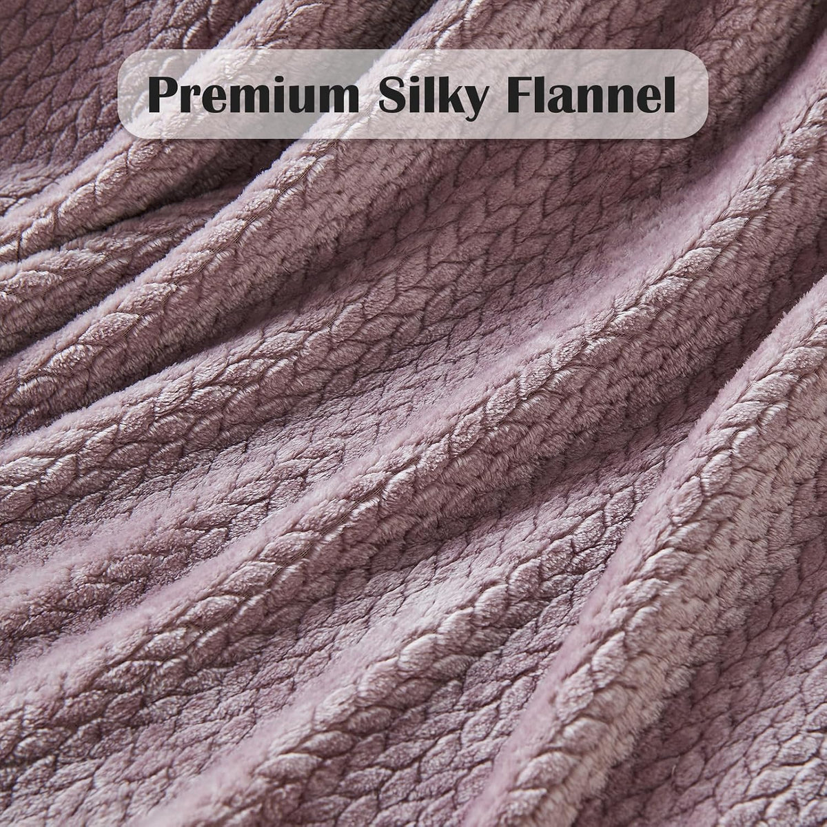 NEWCOSPLAY Fleece Leaves Pattern Throw Blanket, Light Purple, 50"x60"