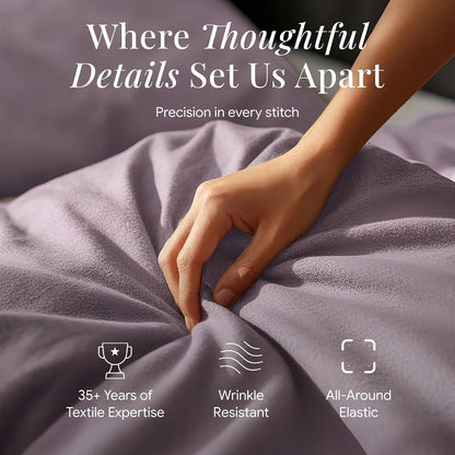 Tribeca Living King Cotton Flannel Flat Sheet Only 170-GSM - Oversized 112 x 106 Inch Dimensions for Generous Bed Coverage - Soft Breathable Bedding in Lavender