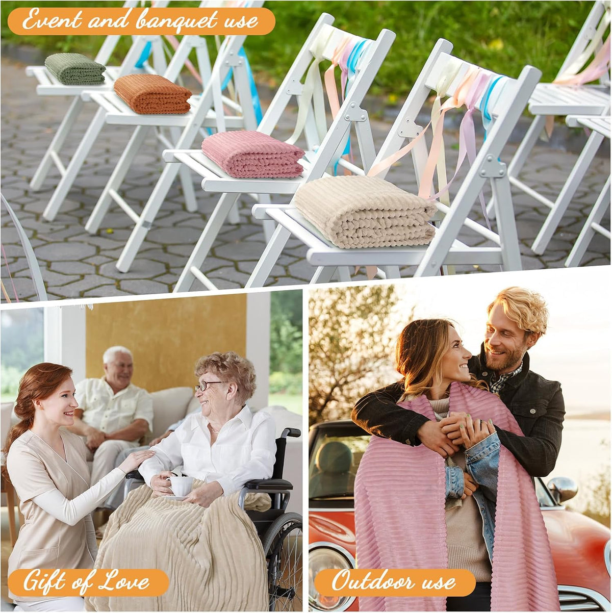 Buryeah 12 Pcs Flannel Blankets Bulk,Fall Outdoor Wedding, Multicolor
