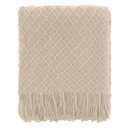 CREVENT Farmhouse Boho Knitted Throw Blanket for Couch Sofa Chair Bed Home Decoration, Soft Warm Cozy Light Weight for Spring Summer Fall (50''X60'' Sage Green)