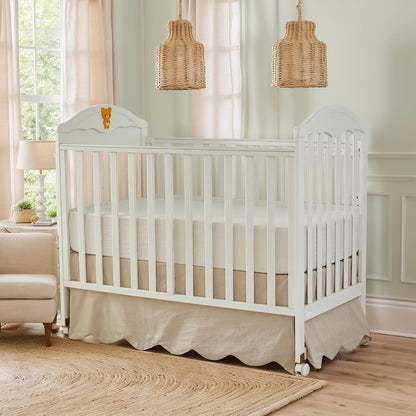 Brandream Scallop Edge Organic Cotton Crib Skirt, Baby Boy, Baby Girl, Gender Neutral Crib Skirt Toddler Bedskirt Farmhouse Chic Nursery Crib Bed Skirt, Boho Bohemian Solid Beige Skirt