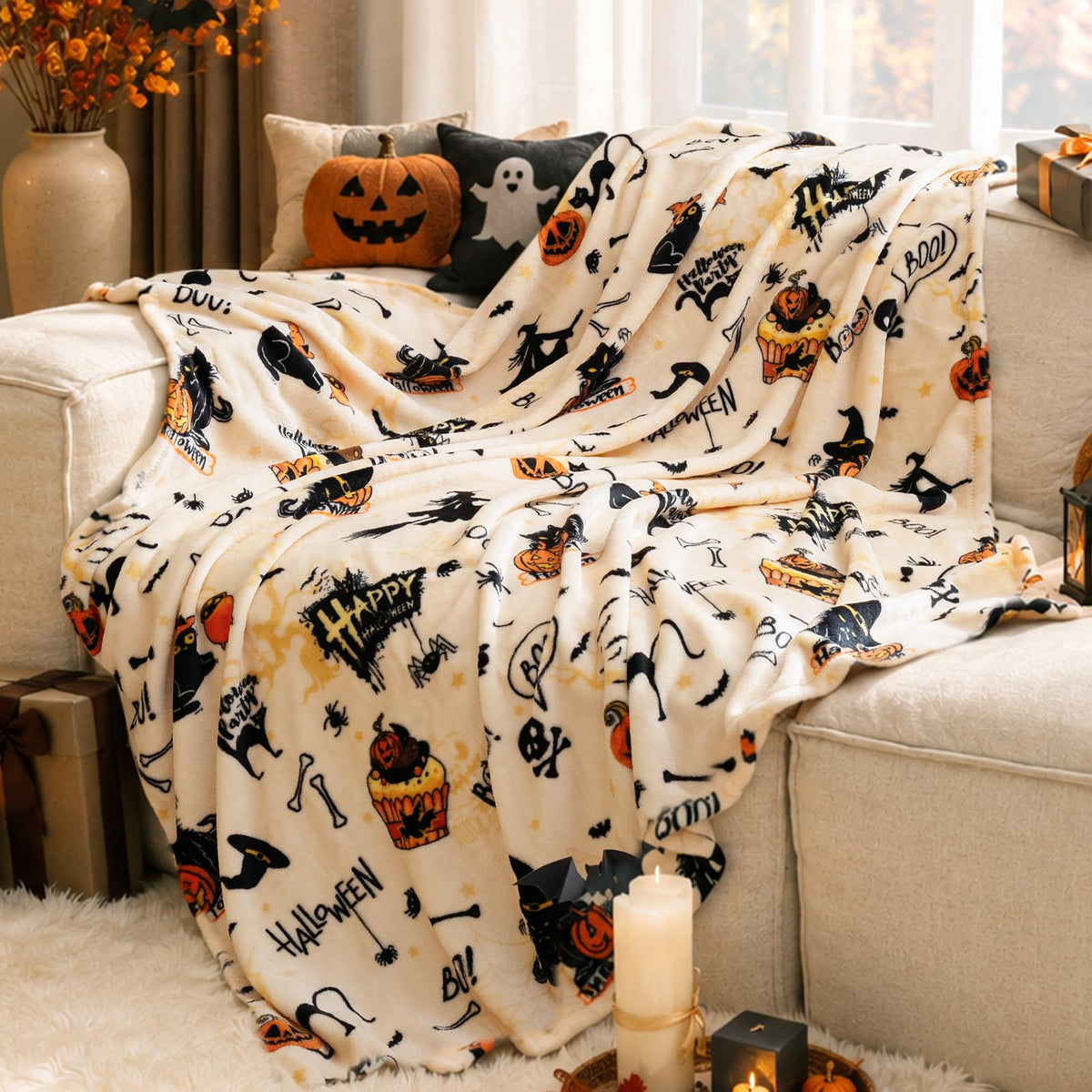 PHF Fleece Blanket King Size 108x90-300GSM Lightweight Airy Warmth, Khaki