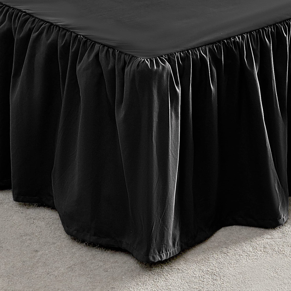 SLEEP ZONE Pleated Bed Skirts King Size, 15 inch Tailored Drop Easy Fit Bedskirt, Anti-Static, Fade Resistant (King, Beige)