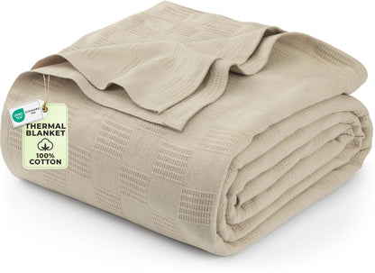Utopia Bedding 100% Cotton Thermal Blanket White Twin, 90x72 Inches