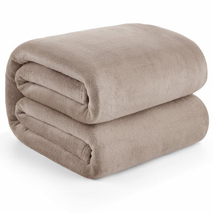 Hansleep Twin Grey Fleece Blanket, Soft Flannel Bed Blanket