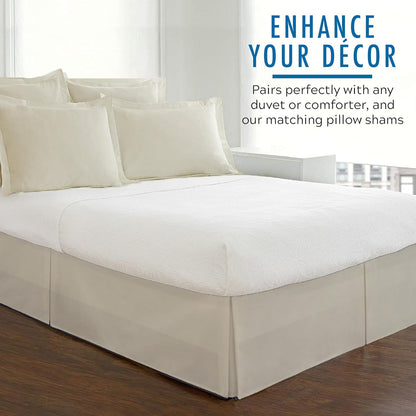 Fresh Ideas Bedding Tailored Bedskirt, Classic 14” Drop Length, Pleated Styling, Queen, Ivory