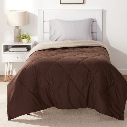 Amazon Basics Reversible Lightweight Microfiber All Season Comforter Blanket, Twin/Twin XL, Burgundy/Grey