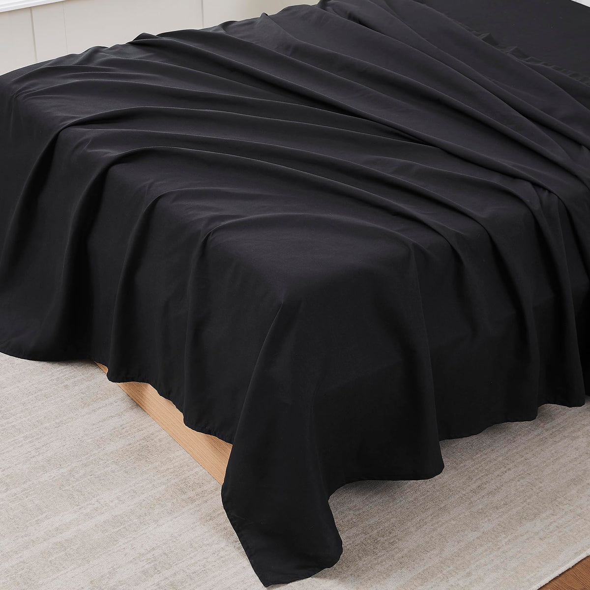 King Size Flat Sheet Only - Ultra Soft & Breathable Brushed Microfiber Top Sheet Only for King Size Beds, Denim Blue