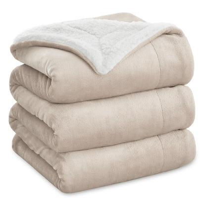 Bedsure GentleSoft Sherpa Fleece Queen Blankets for Bed, Non-Heated, Thick and Warm Throw for Women and Men, Soft Fuzzy Plush Comfort Queen Blanket for Winter, Grey, 90x90 Inches