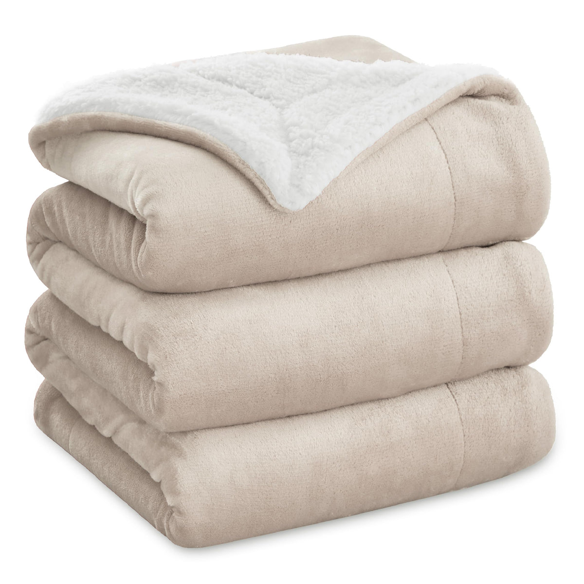 Bedsure GentleSoft Sherpa Fleece Queen Blankets for Bed, Non-Heated, Thick and Warm Throw for Women and Men, Soft Fuzzy Plush Comfort Queen Blanket for Winter, Grey, 90x90 Inches