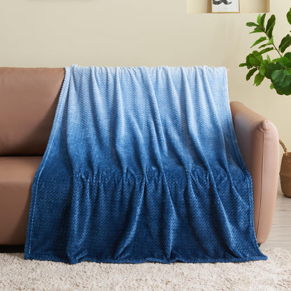 NEWCOSPLAY Fleece Leaves Pattern Throw Blanket, Light Purple, 50"x60"