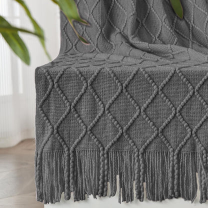 inhand Off White Knitted Throw Blanket for Couch and Bed, 50"x60"