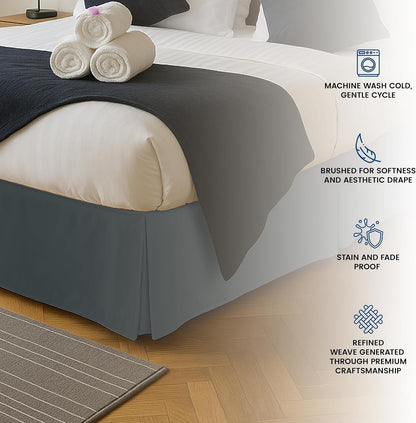 Queen Size Pleated Bed Skirt, Hides Under-Bed Storage 16 Inch Drop, Grey