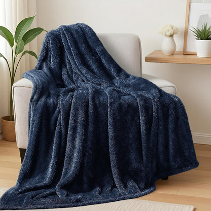 Exclusivo Mezcla Fuzzy Large Fleece Throw Blanket for Couch, Dusty Pink
