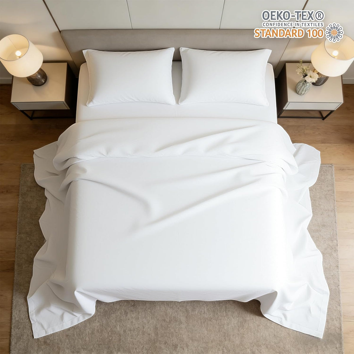 Queen Size Flat Sheet Only, Soft & Breathable Top Flat Sheet, White