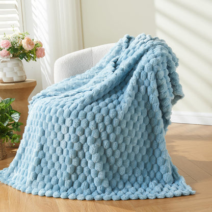 NEWCOSPLAY Fleece Ribbed Cozy Throw Blanket for Couch, Pink, 50"x60"