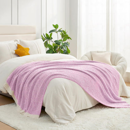 Snuggle Sac Buttery Ivory Throw Blanket for Couch, Reversible Super Soft Knitted Blankets, Warm Cozy Knit Fuzzy Plush Lightweight Throws Dupes for Sofa, Bed, Picnic, Ivory, 50 x 60 inches