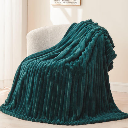 NEWCOSPLAY Fleece Ribbed Cozy Throw Blanket for Couch, Pink, 50"x60"