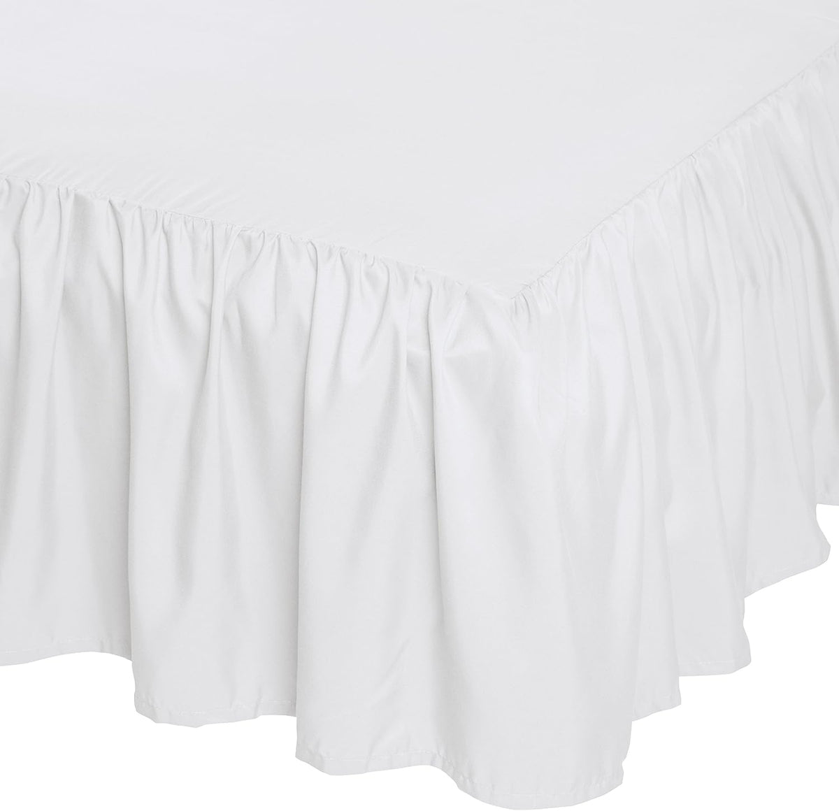 Amazon Basics Lightweight Ruffled Bed Skirt, Classic Style, Soft and Stylish 100% Microfiber with 16" Drop, Wrinkle Resistant, Machine Washable, Queen, Bright White, Solid