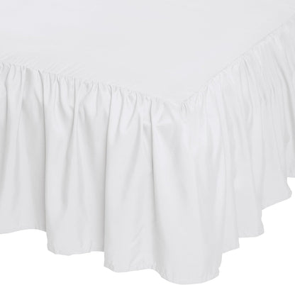 Amazon Basics Lightweight Ruffled Bed Skirt, Classic Style, Soft and Stylish 100% Microfiber with 16" Drop, Wrinkle Resistant, Machine Washable, Queen, Bright White, Solid