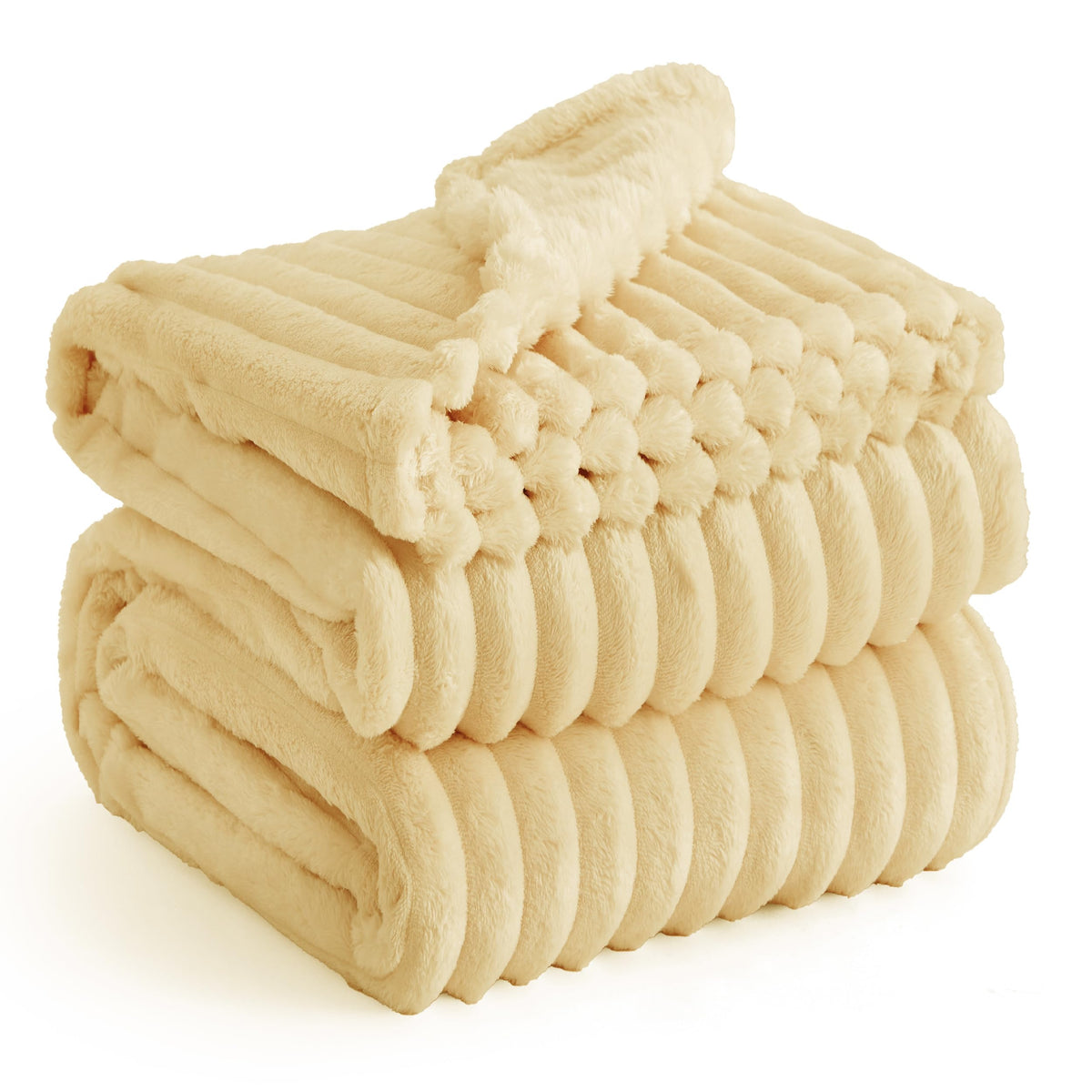 Bedsure Soft Queen Size Blanket for Bed Beige 90"x90"