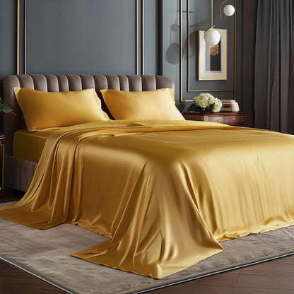 BEDELITE Satin Sheets Queen Size Bed Set, Black, 4 Pieces