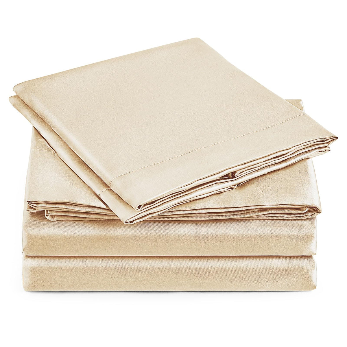 Love's cabin Satin Queen Sheets Set, 4 Pieces, Pink, 15" Deep Pocket