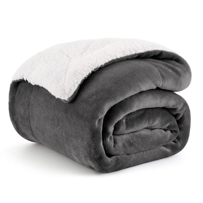Bedsure GentleSoft Sherpa Fleece Throw Blanket for Couch, Non-Heated, Thick & Warm Cozy Comfort Blanket for Winter Fall, Soft Fuzzy Plush Throw Gifts for Women and Men, Grey, 50x60 Inches