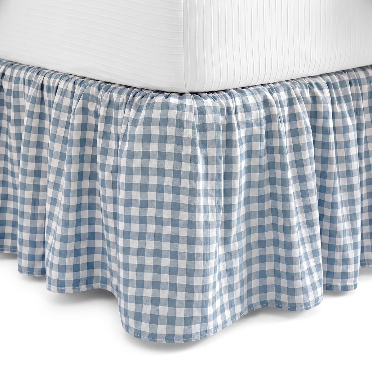 Taupe Gingham Bed Skirt Queen Size 16" Drop Pleated