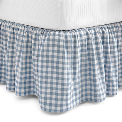 Taupe Gingham Bed Skirt Queen Size 16" Drop Pleated