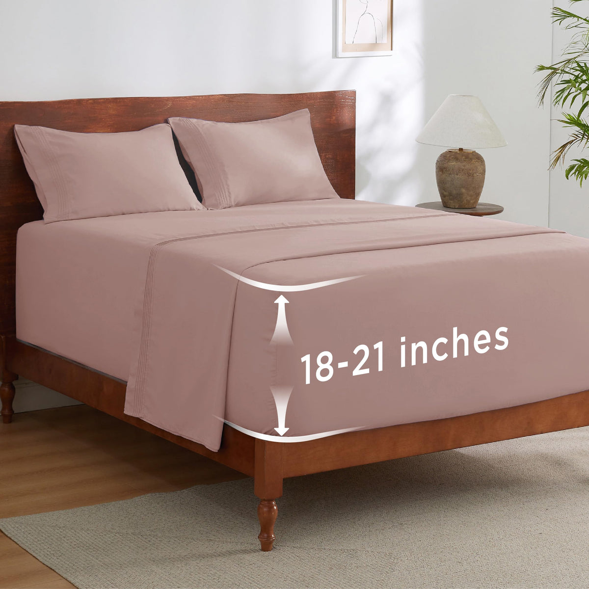 Bedsure Deep Pocket Queen Sheets Set - Fits Mattresses Up to 21 Inches Thick - 4 Piece GentleSoft Bed Sheets, Moisture Wicking, Soft & Cooling Bedsheet & Pillowcases, Easy & Secure Fit, Light Grey