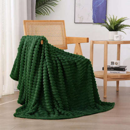 Sage Green Fleece Throw Blanket 50”×60” for Couch Sofa Livingroom
