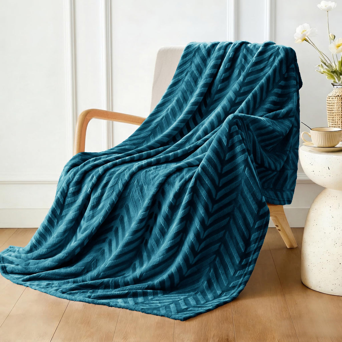 Whale Flotilla Flannel Fleece Fall Bed Blanket Queen Size, Emerald Green