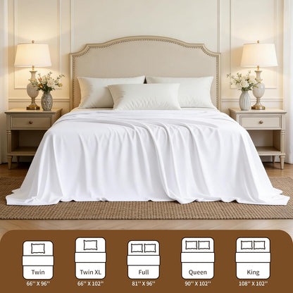Queen Size Flat Sheet Only, Soft & Breathable Top Flat Sheet, White