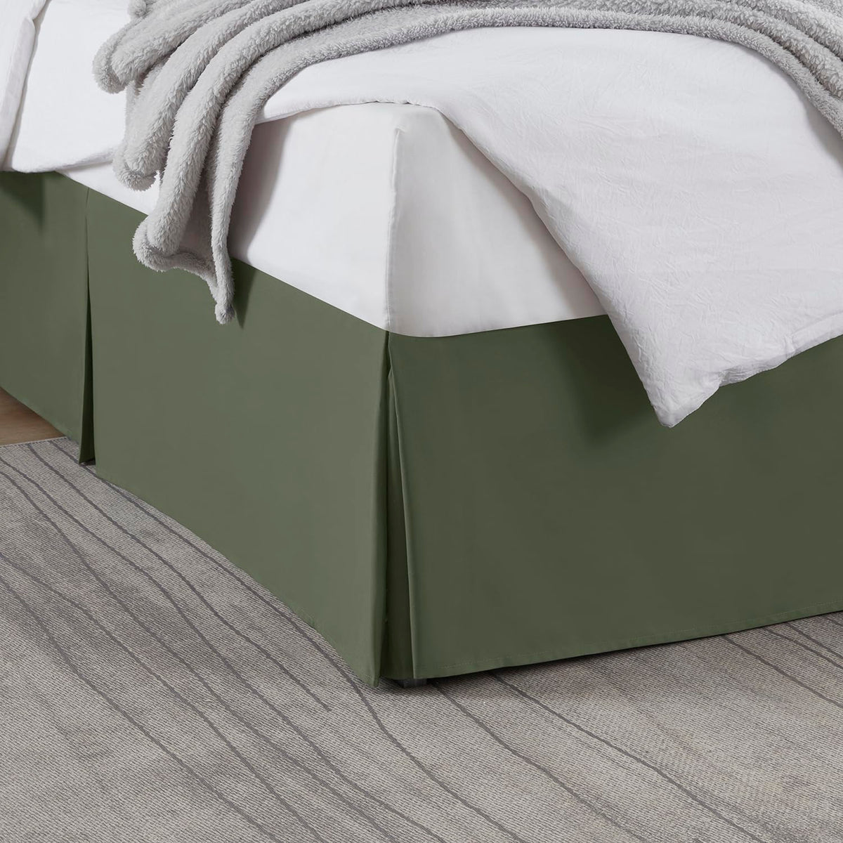 Nestl Linen Bed Skirt Queen Size - Queen Bed Skirt 14 Inch Drop - Brushed Microfiber Bed Skirts - Hotel Quality Pleated Bed Skirt - Shrinkage & Fade Resistant
