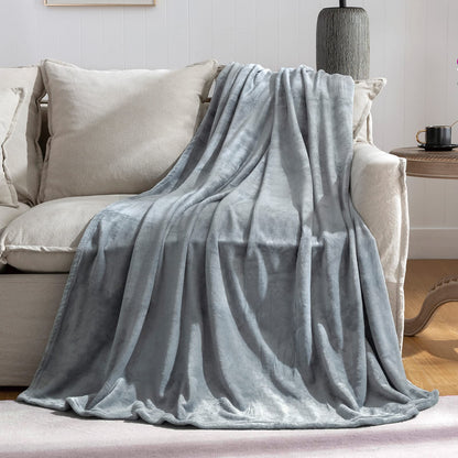 Fleece Plush Throw Blanket Navy Blue 50"x60"for Couch Fuzzy Cozy Flannel
