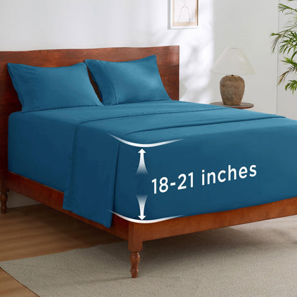 Bedsure Deep Pocket Queen Sheets Set - Fits Mattresses Up to 21 Inches Thick - 4 Piece GentleSoft Bed Sheets, Moisture Wicking, Soft & Cooling Bedsheet & Pillowcases, Easy & Secure Fit, Light Grey