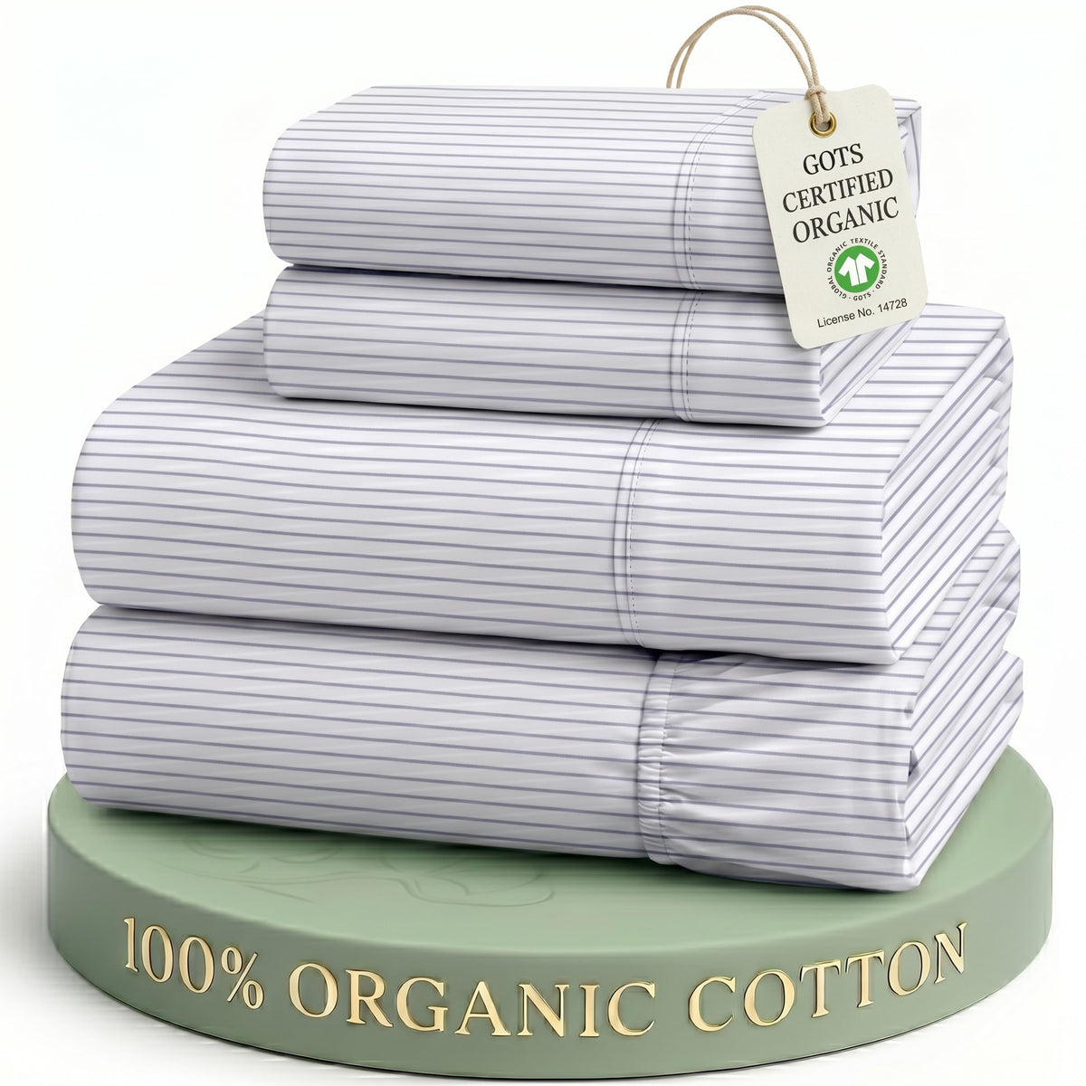 LANE LINEN Queen Sheets 100% Organic Cotton 4pc Percale Cooling - White