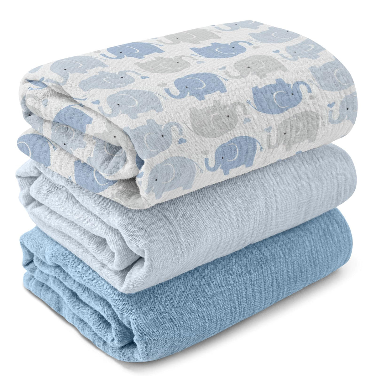 GLLQUEN BABY Muslin Swaddle Blankets for Newborn Boys, Large 40''x38''