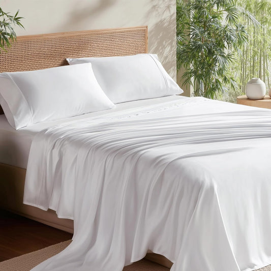 Bedsure PureWoven 100% Rayon Derived from Bamboo, Queen Sheets, 4 Pieces