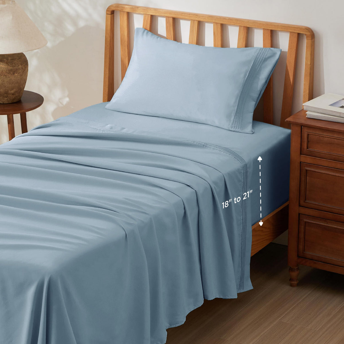 Bedsure Deep Pocket Queen Sheets Set - Fits Mattresses Up to 21 Inches Thick - 4 Piece GentleSoft Bed Sheets, Moisture Wicking, Soft & Cooling Bedsheet & Pillowcases, Easy & Secure Fit, Light Grey