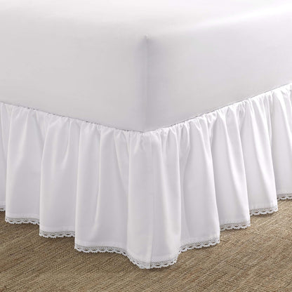 Laura Ashley - Queen Size Cotton Ruffled Bed Skirt with Crochet Trim