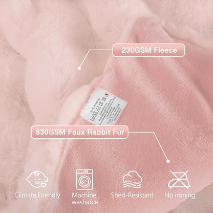 ORINOVA Pink Fluffy Double Sided Blanket for Couch Living Room Faux Fur 50x60 Fuzzy Throw No Shed Blanket for Bed Soft Furry Bed Cozy Comforter Home Decor Gifts 860 GSM