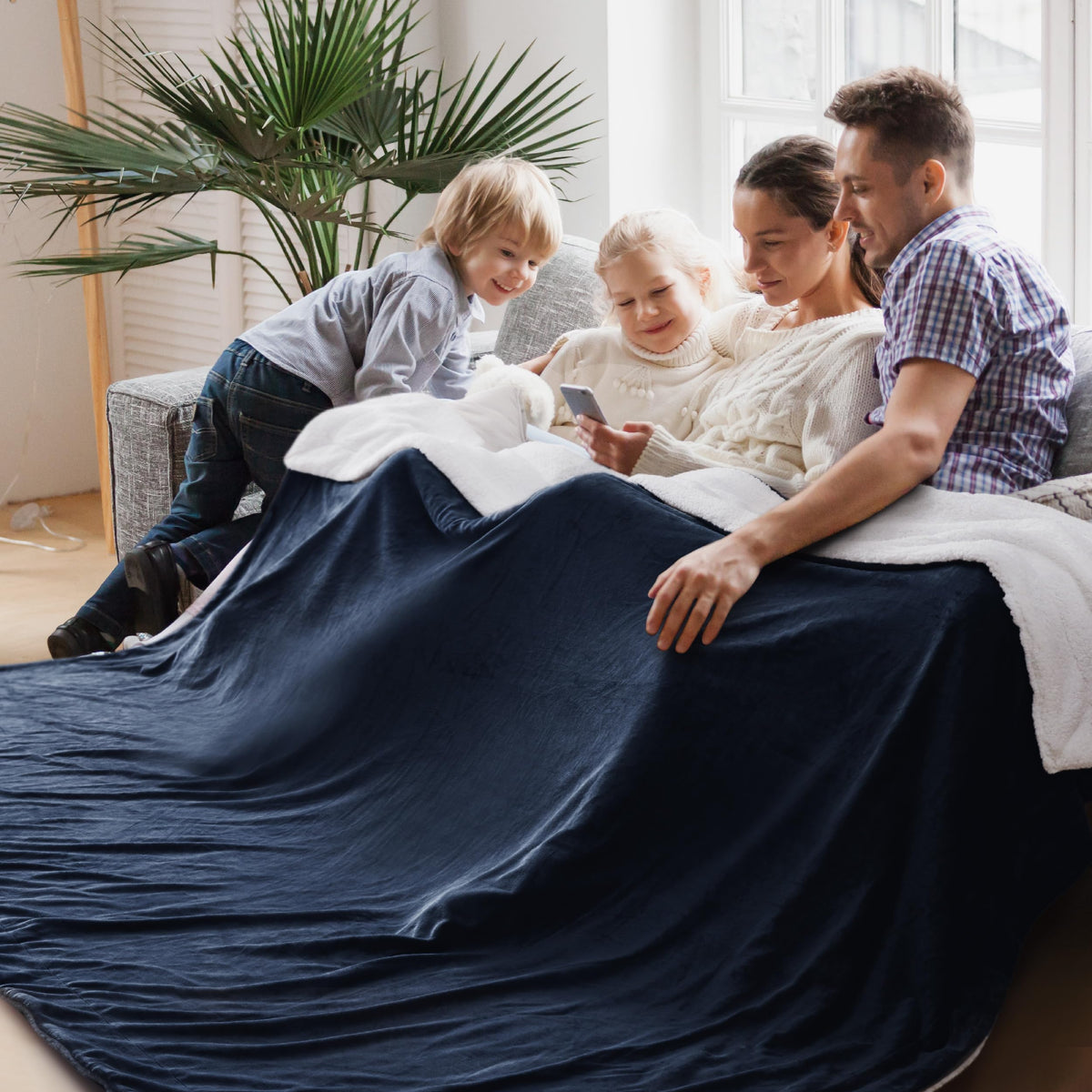 Bedsure GentleSoft Sherpa Fleece Queen Blankets for Bed, Non-Heated, Thick and Warm Throw for Women and Men, Soft Fuzzy Plush Comfort Queen Blanket for Winter, Grey, 90x90 Inches