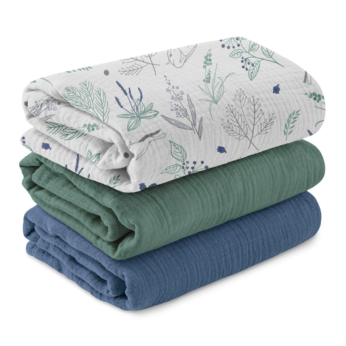 Muslin Swaddle Blankets for Newborn, 3 Pack Breathable Soft Receiving Blanket, Large 38 x 40 inches Swaddle Wrap Burping Clothes, Essentials Infant Shower Items, Toddler Gift (Bright Colors)