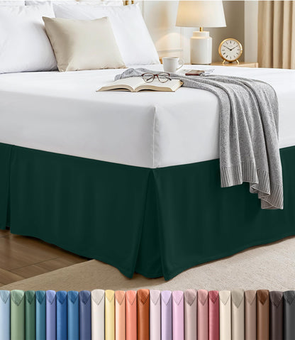 Queen Size Pleated Bed Skirt, Hides Under-Bed Storage 16 Inch Drop, Grey